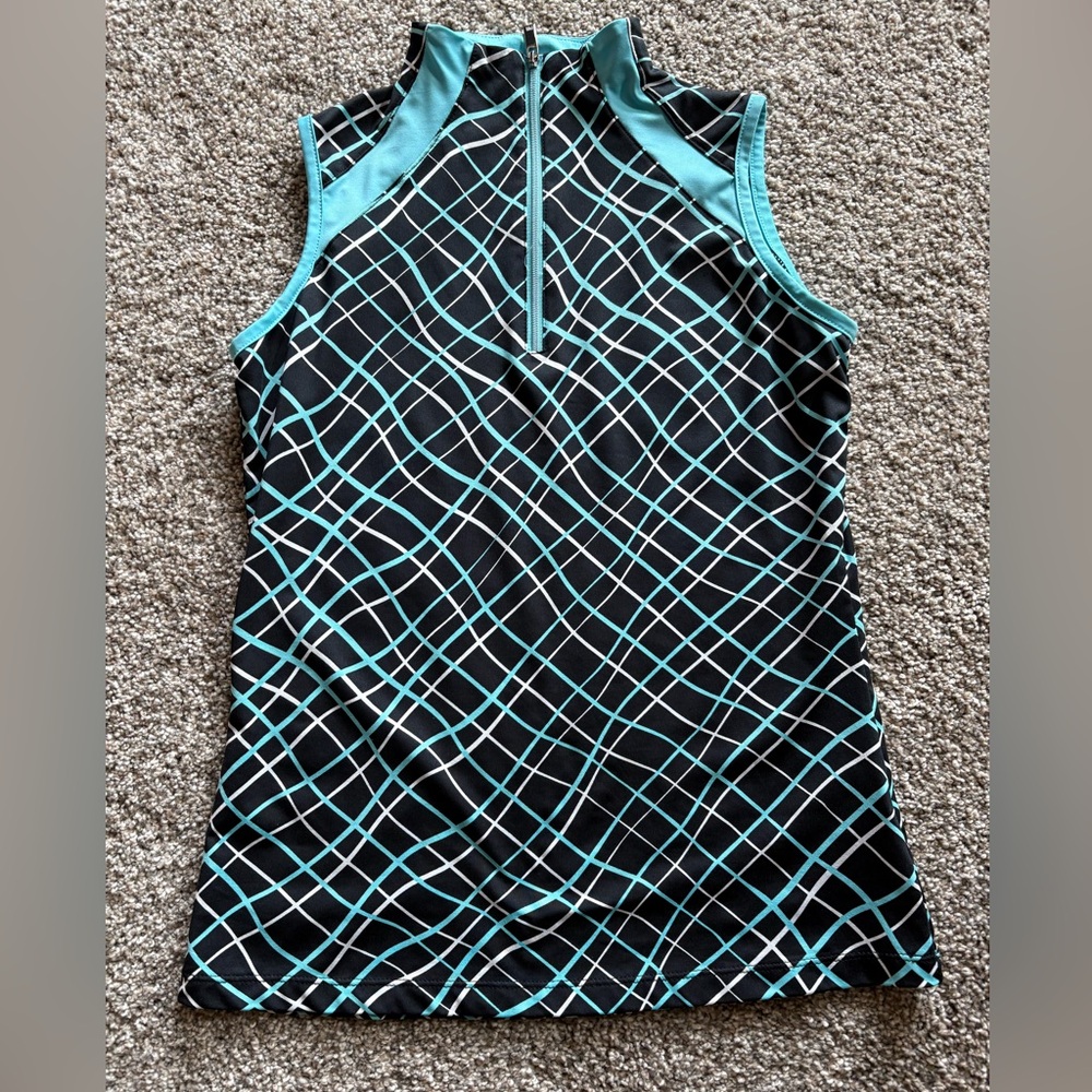 Tail’s Women's Black and Turquoise Golf Top